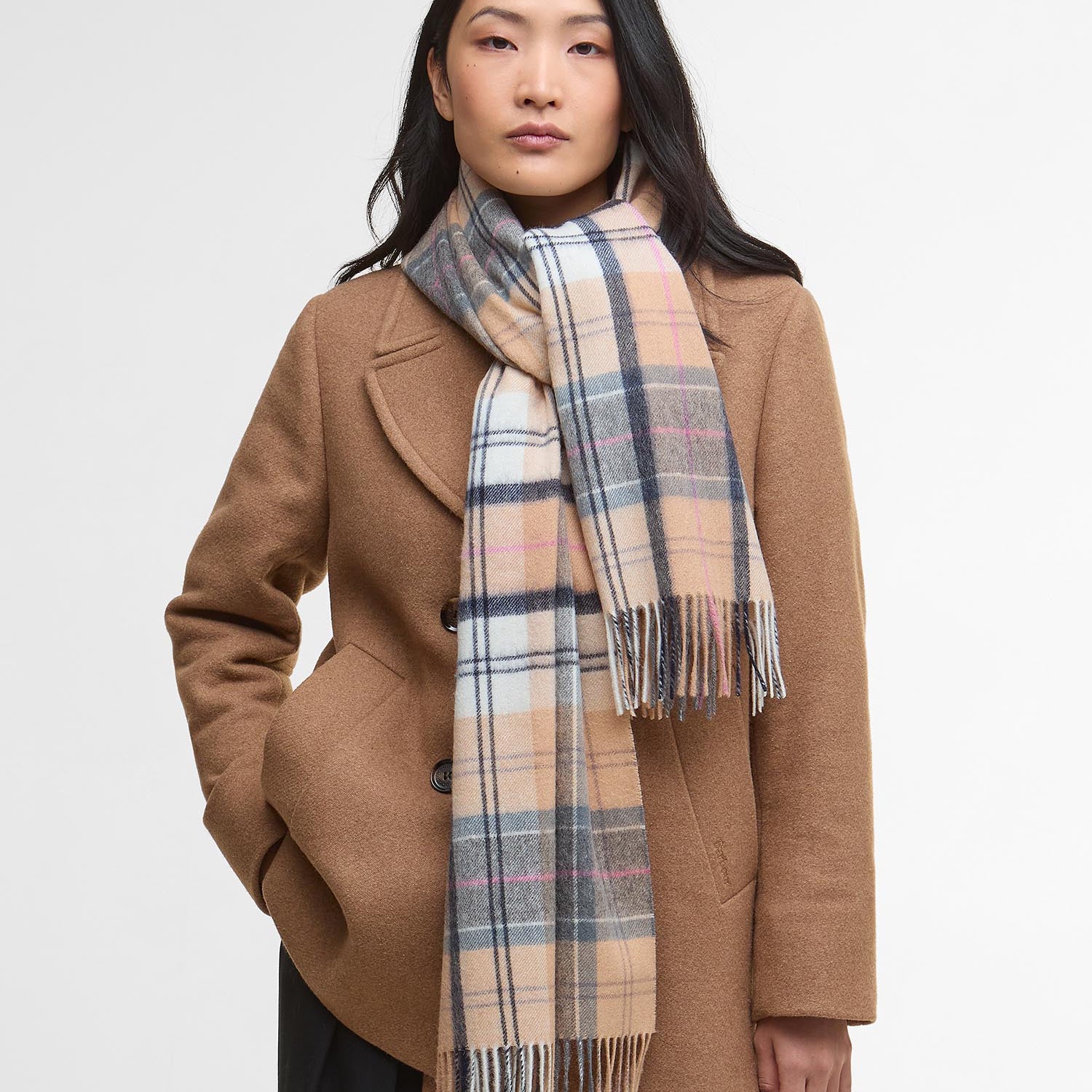 Barbour Scarves Serena Tartan Scarf in Hessian