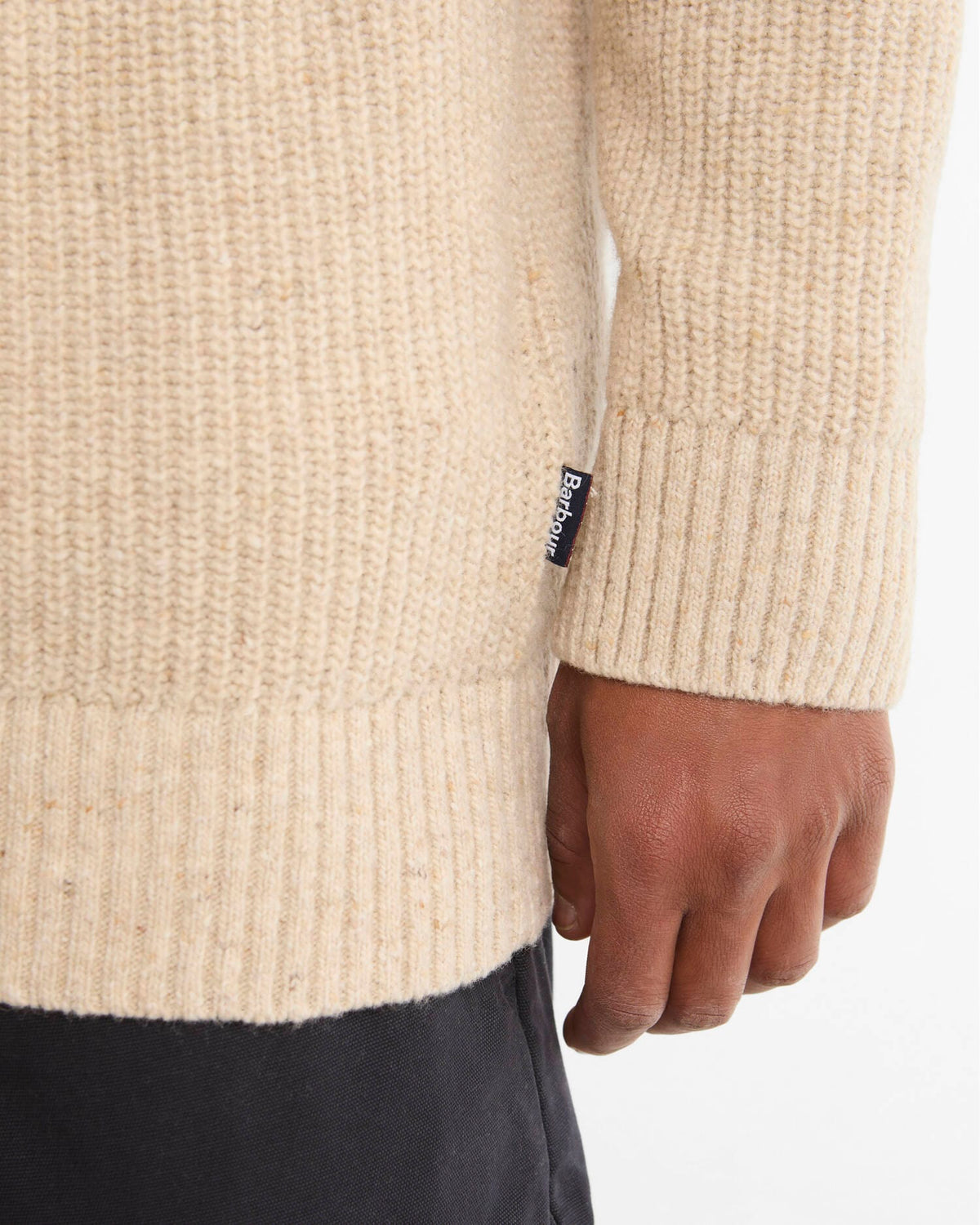 Barbour Sweaters Essentials Fleck Wool Shawl Neck Jumper