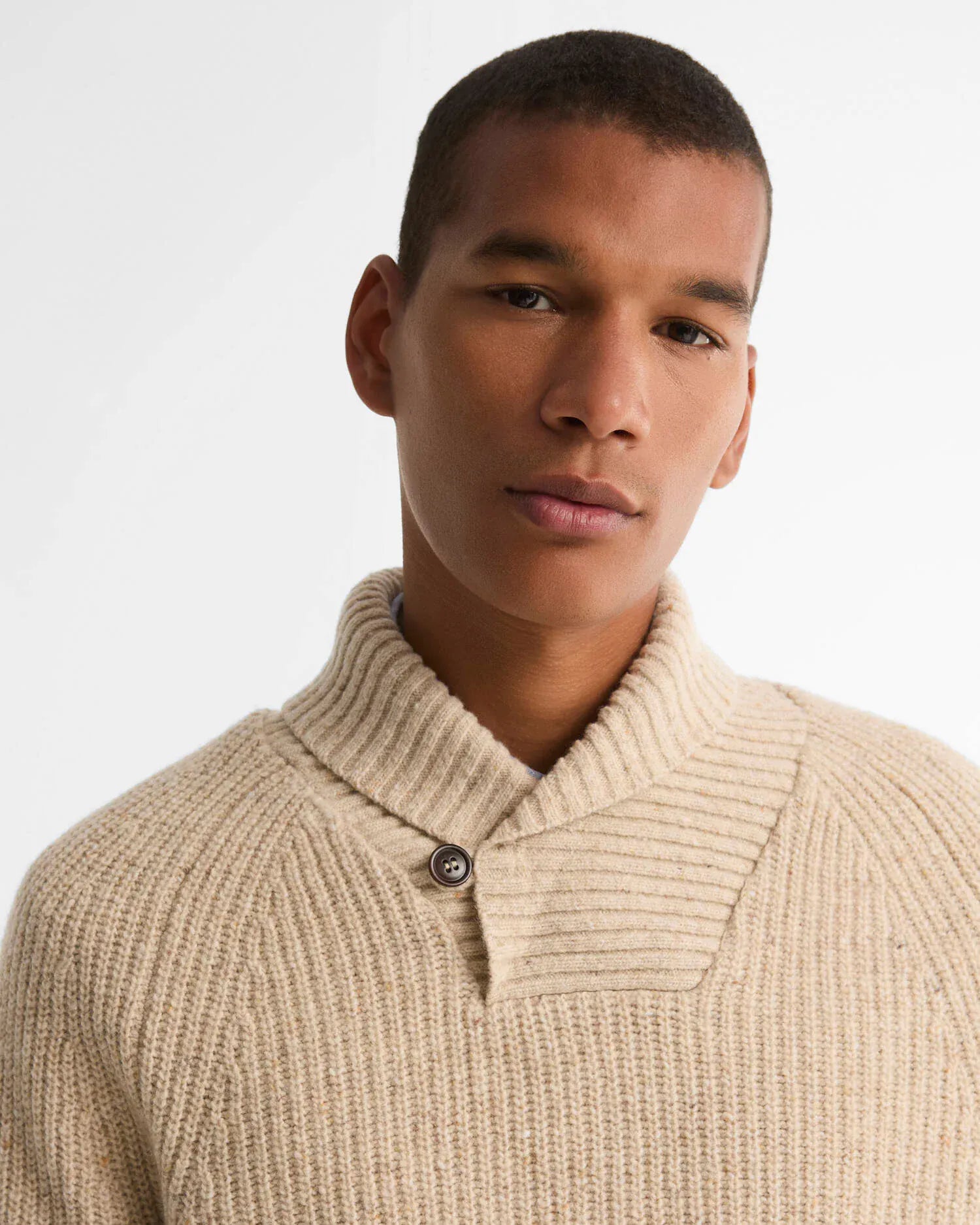 Barbour Sweaters Essentials Fleck Wool Shawl Neck Jumper