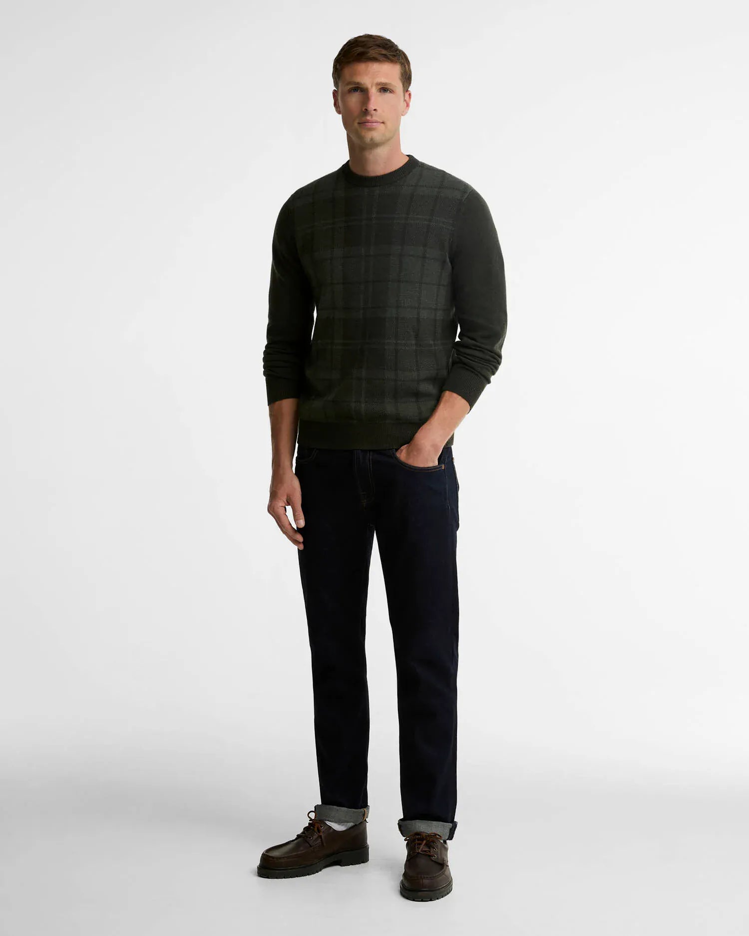 Barbour Sweaters Mineral Tartan Crew Neck Jumper