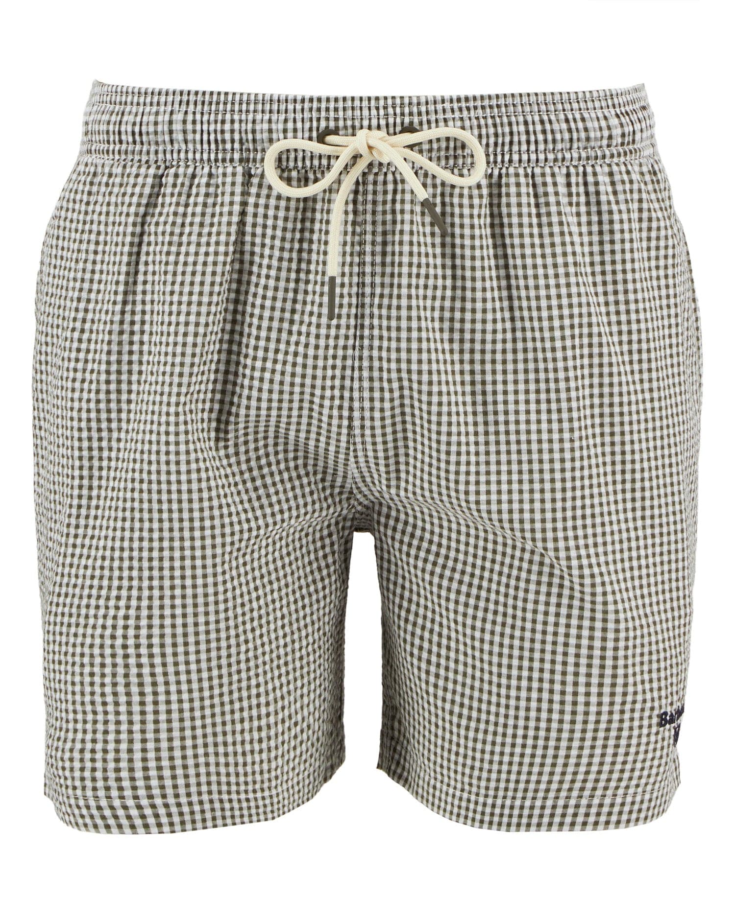 Barbour Swimwear Gingham Seersucker Swim Short in Olive