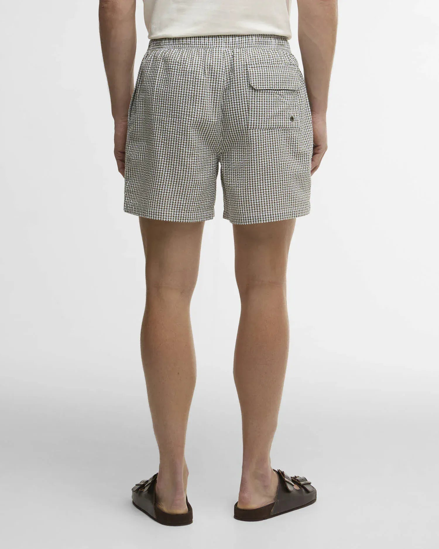 Barbour Swimwear Gingham Seersucker Swim Short in Olive