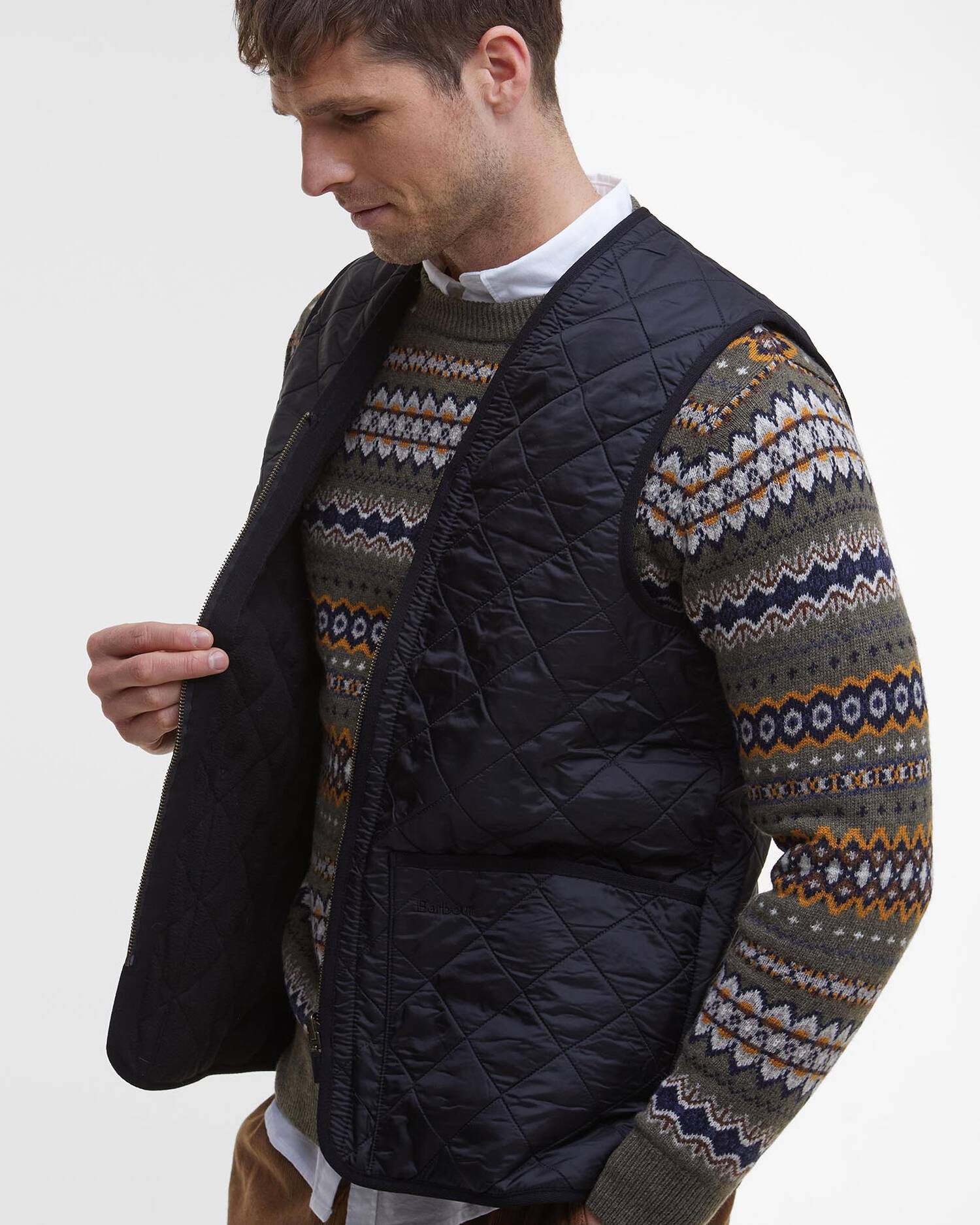 Barbour Vest Polarquilt Zip-In Liner in Classic Black