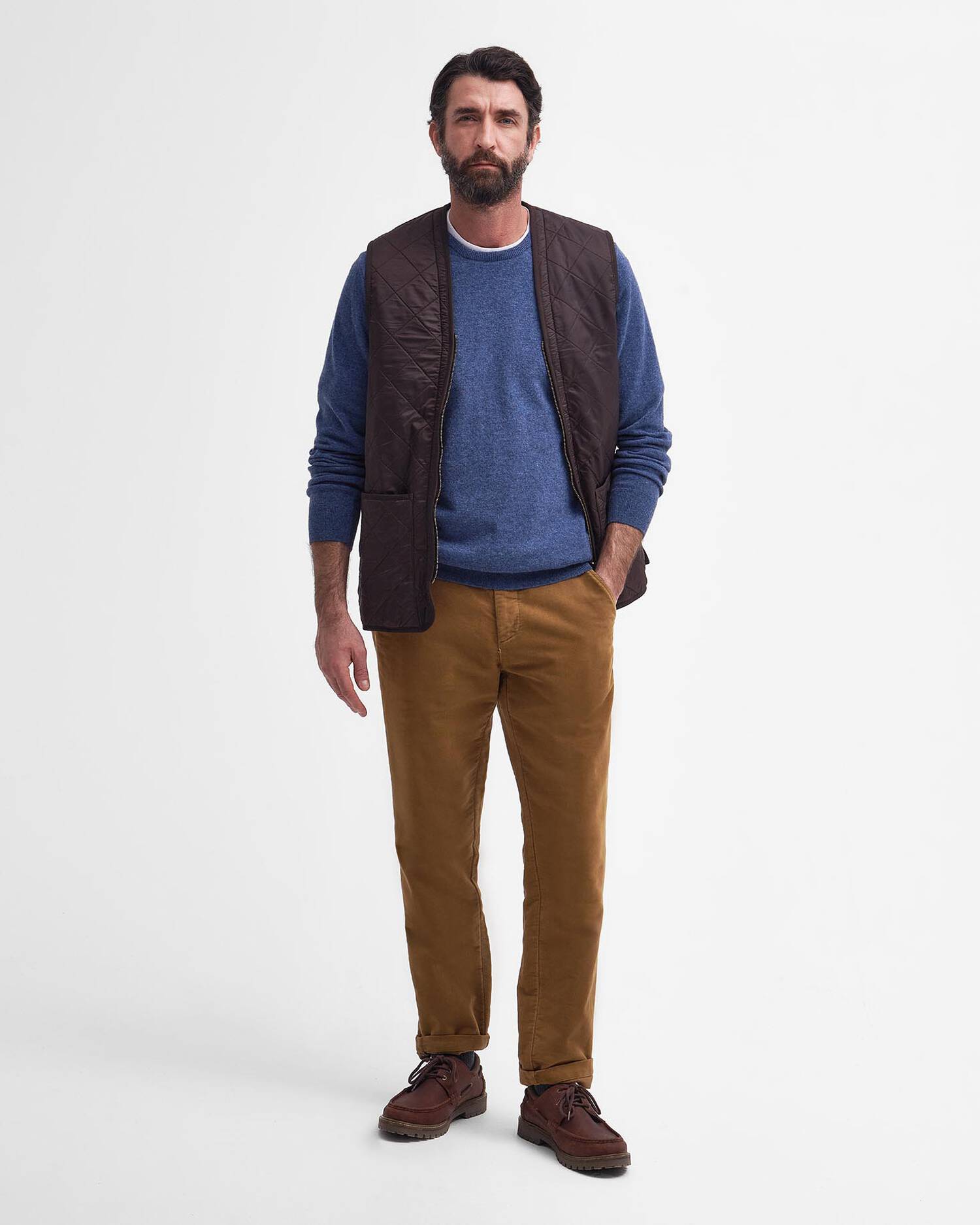 Barbour Vest Polarquilt Zip-In Liner in Dark Brown