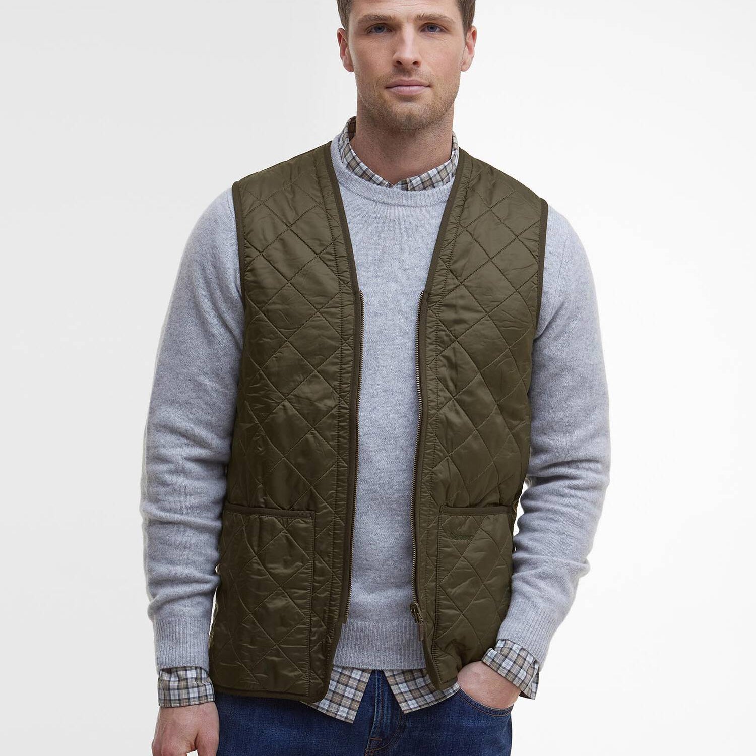 Barbour Vest Polarquilt Zip-In Liner in Olive