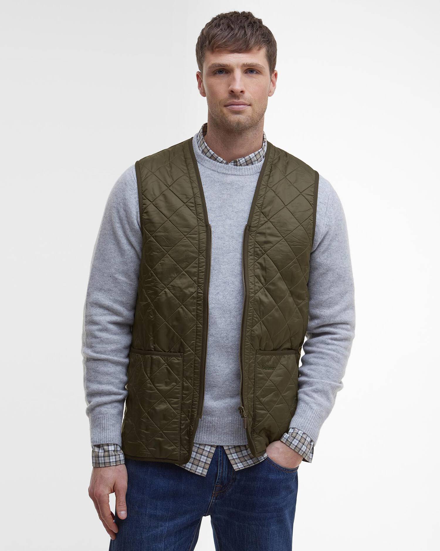 Barbour Vest Polarquilt Zip-In Liner in Olive