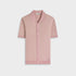 Bugatchi Camp Shirt Honeycomb Short-Sleeve Sweater in Dusty Pink