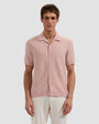 Bugatchi Camp Shirt Honeycomb Short-Sleeve Sweater in Dusty Pink