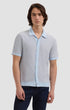 Bugatchi Camp Shirt Honeycomb Short-Sleeve Sweater in Hazy Blue