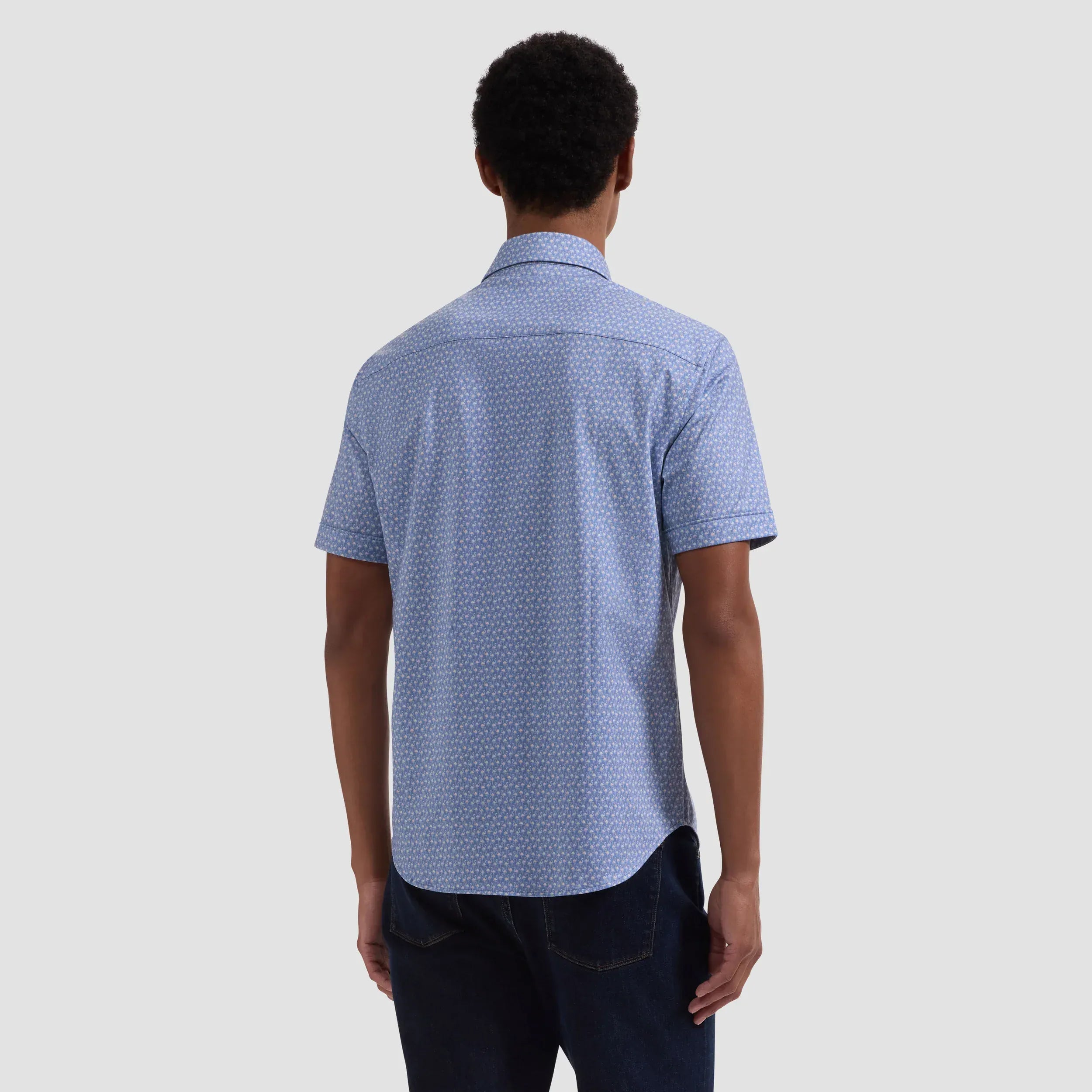 Bugatchi Camp Shirt Miles OoohCotton® Flamingo Short-Sleeve Shirt