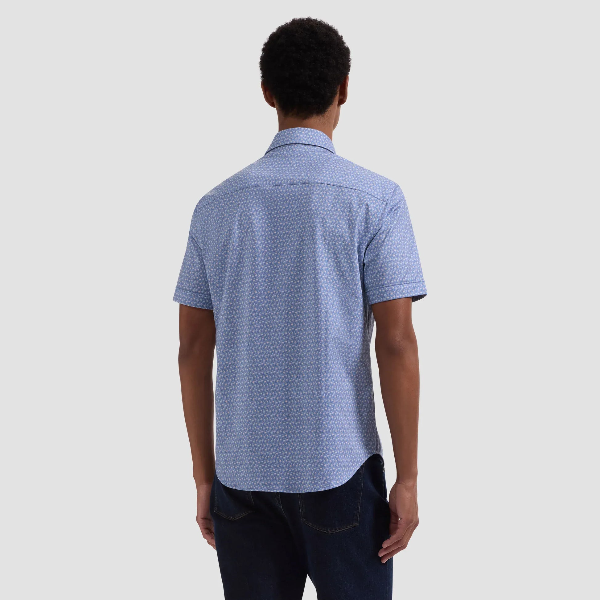 Bugatchi Camp Shirt Miles OoohCotton® Flamingo Short-Sleeve Shirt