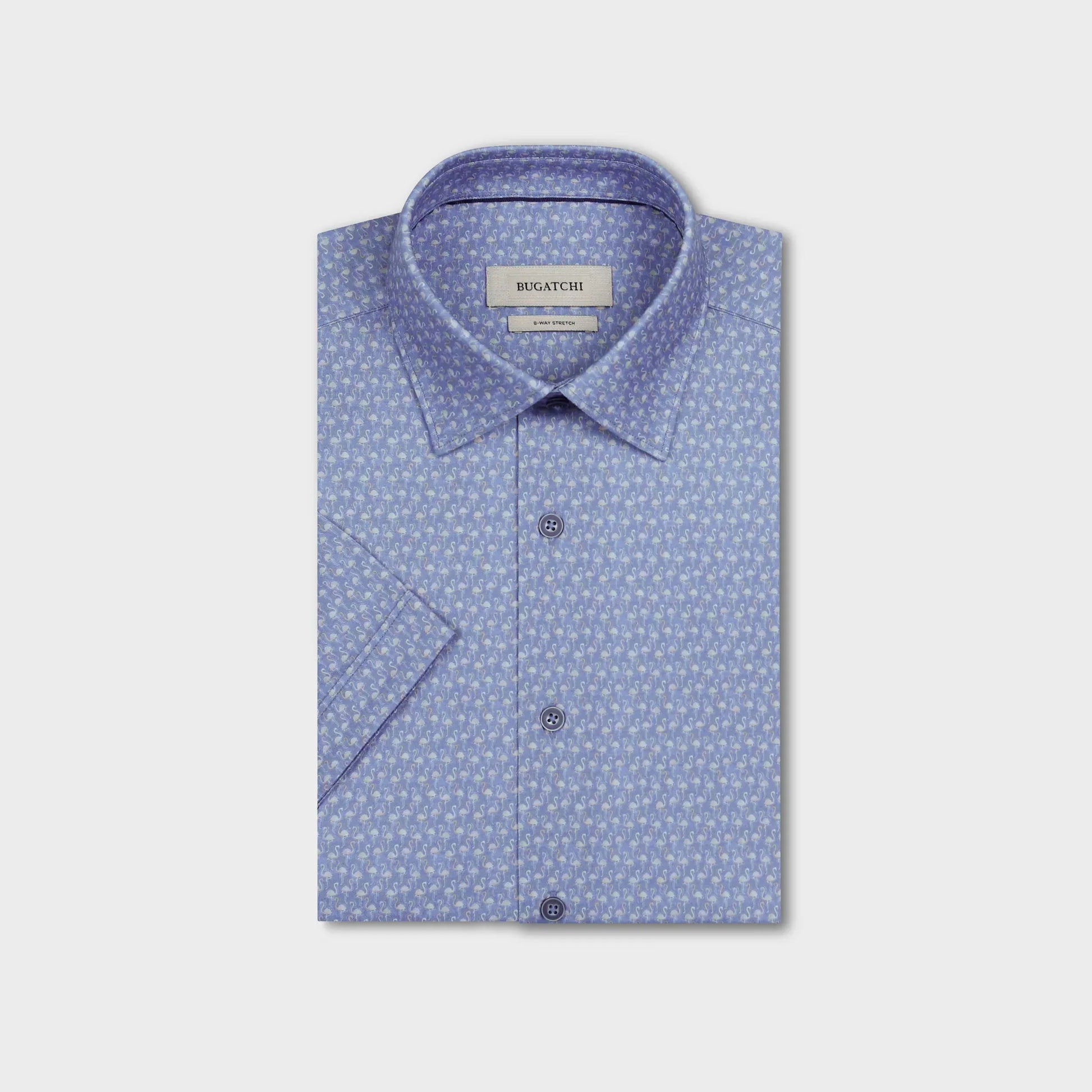 Bugatchi Camp Shirt Miles OoohCotton® Flamingo Short-Sleeve Shirt