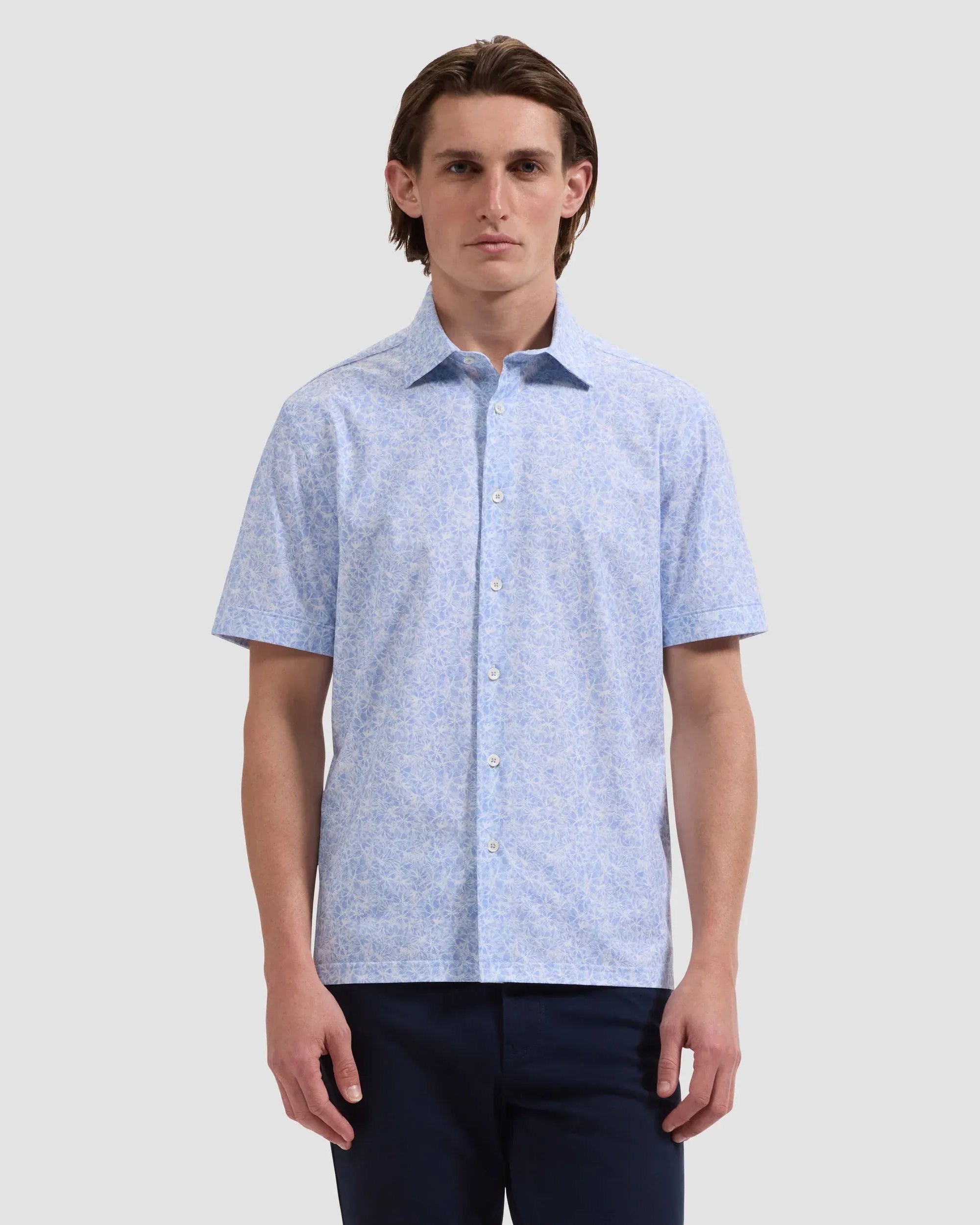 Bugatchi Camp Shirt Milo OoohCotton® Floral Short-Sleeve Shirt