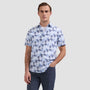 Bugatchi Camp Shirt Orson Leaf Print Shirt in Hazy Blue