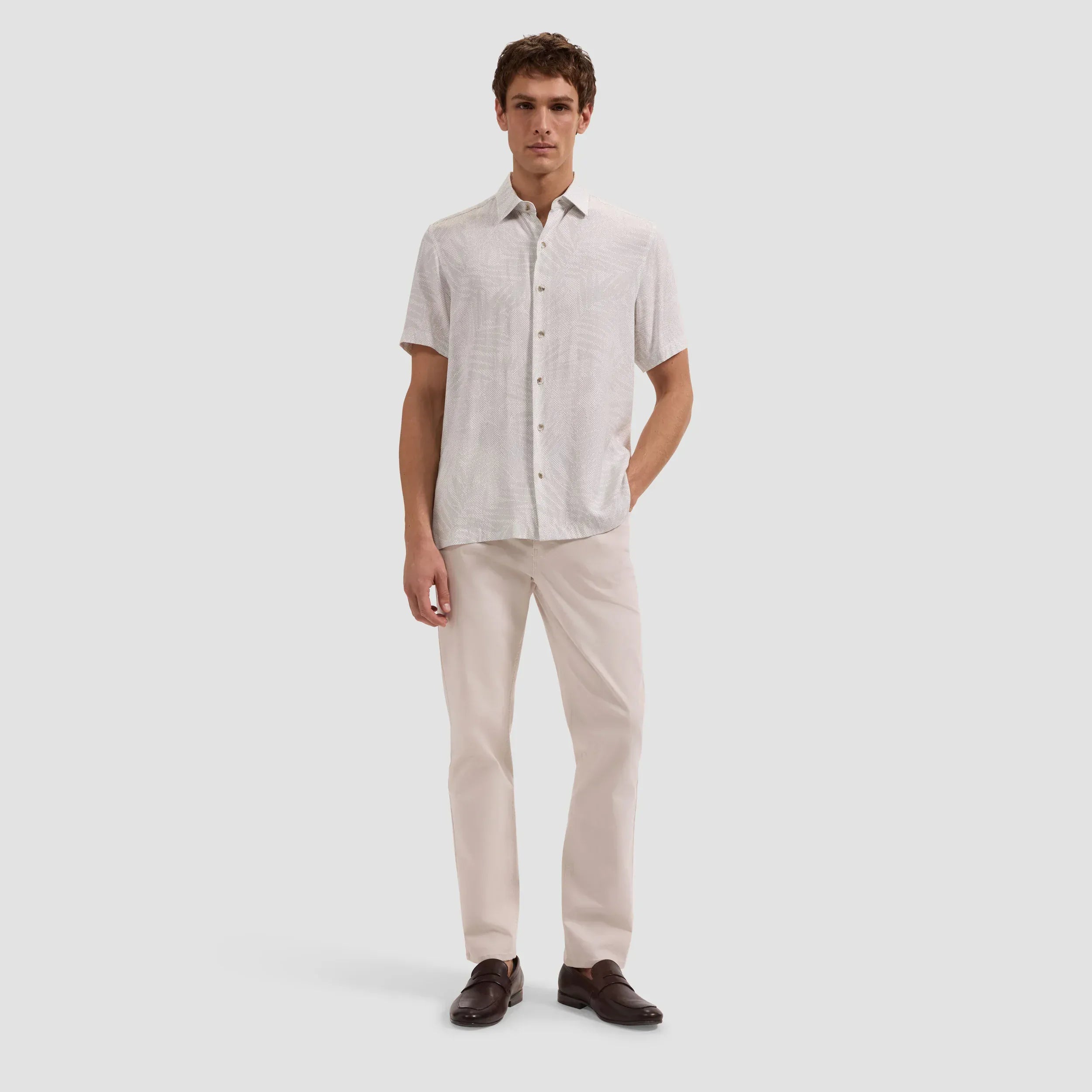 bugatchi white dress shirt Axel Solid Linen Shirt BUGATCHI