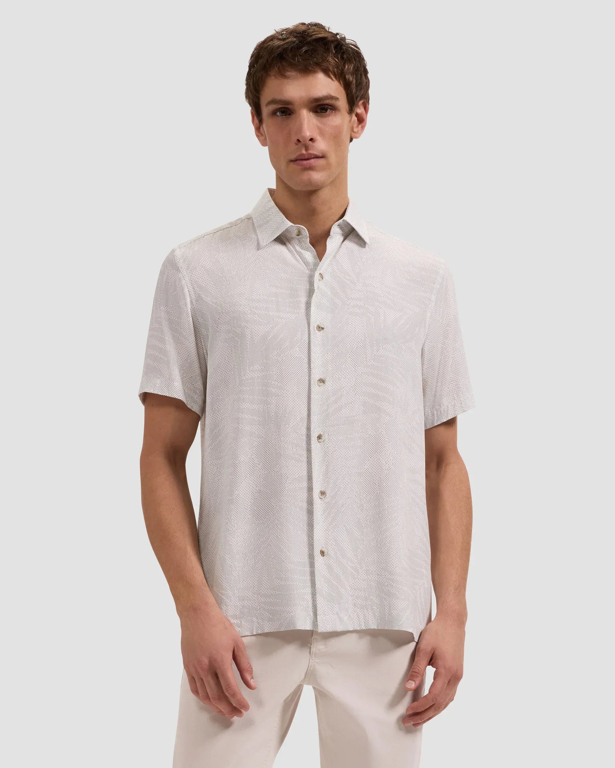 Bugatchi Camp Shirt Vero Micro Dot Short in White
