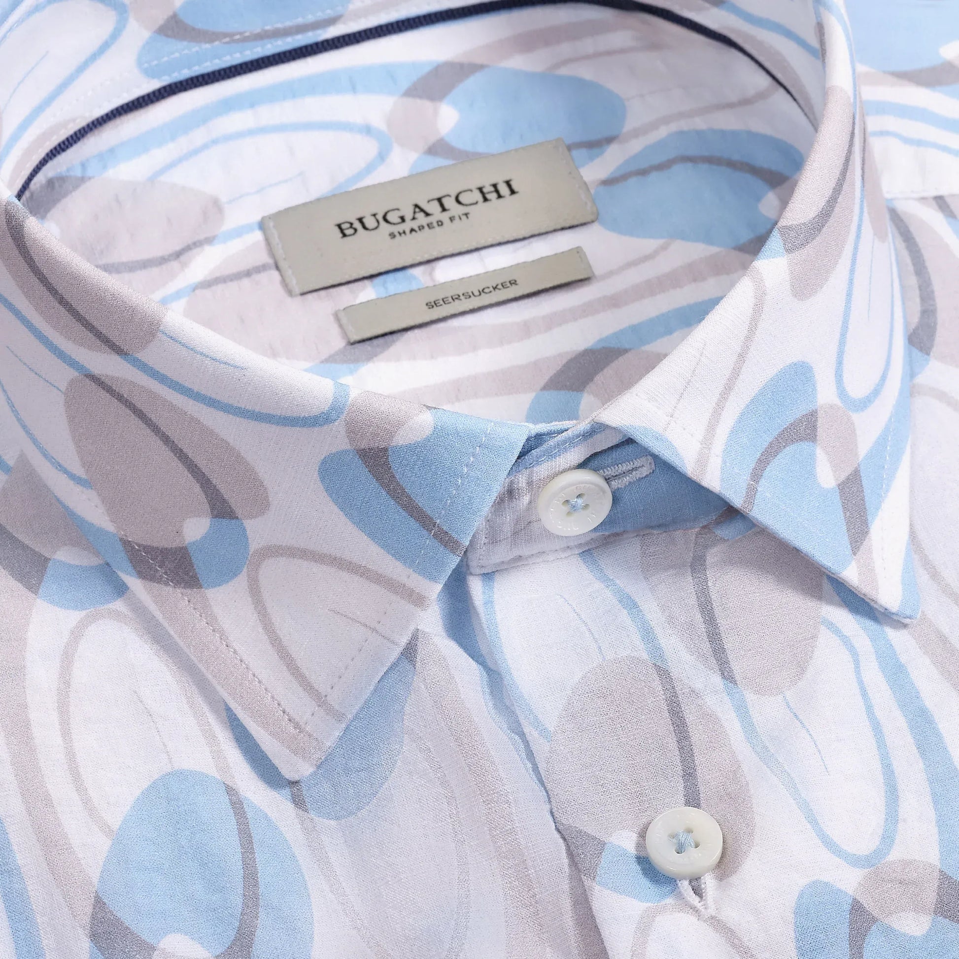 Bugatchi Camp Shirt Vero Short-Sleeve Shirt in Hazy Blue