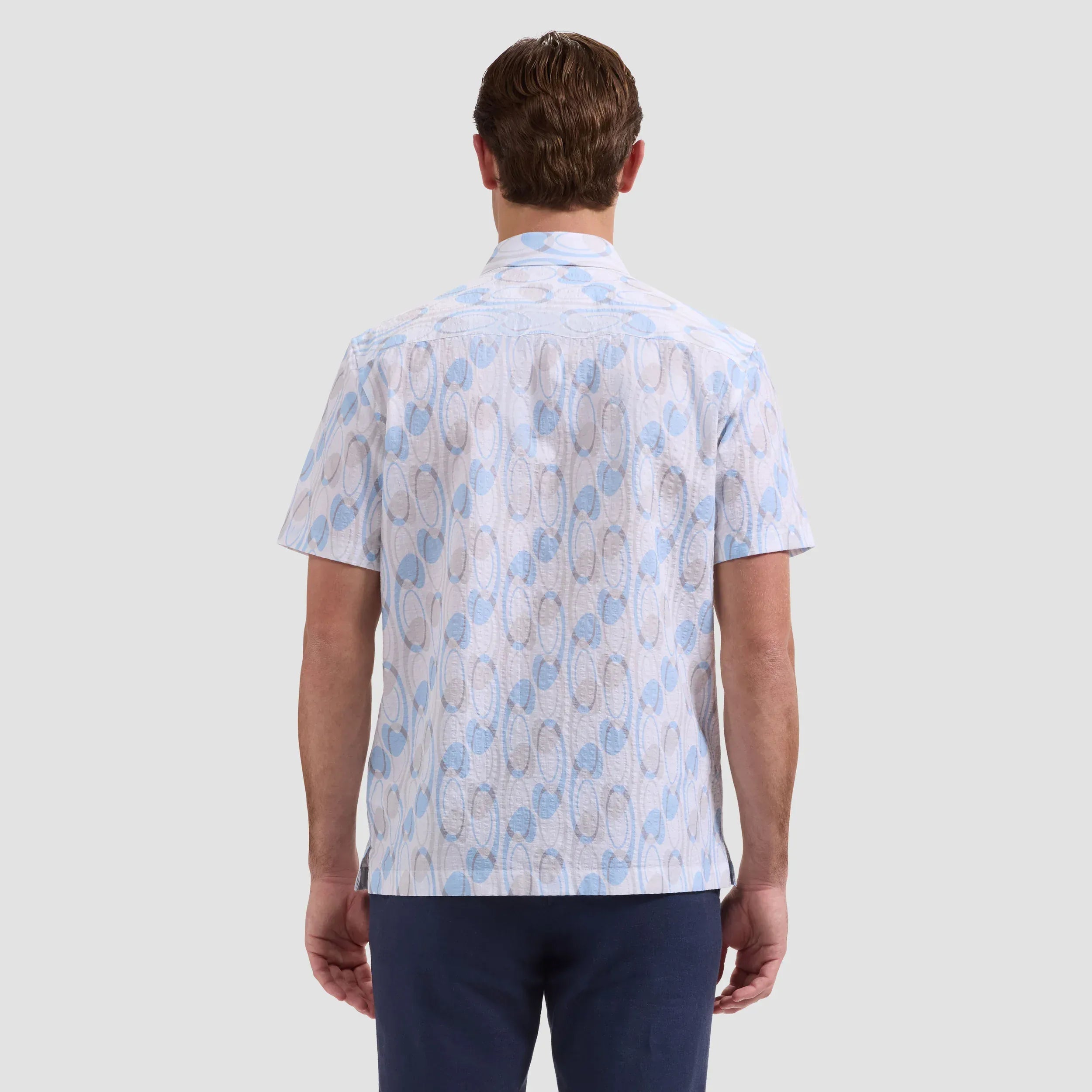 Bugatchi Camp Shirt Vero Short-Sleeve Shirt in Hazy Blue