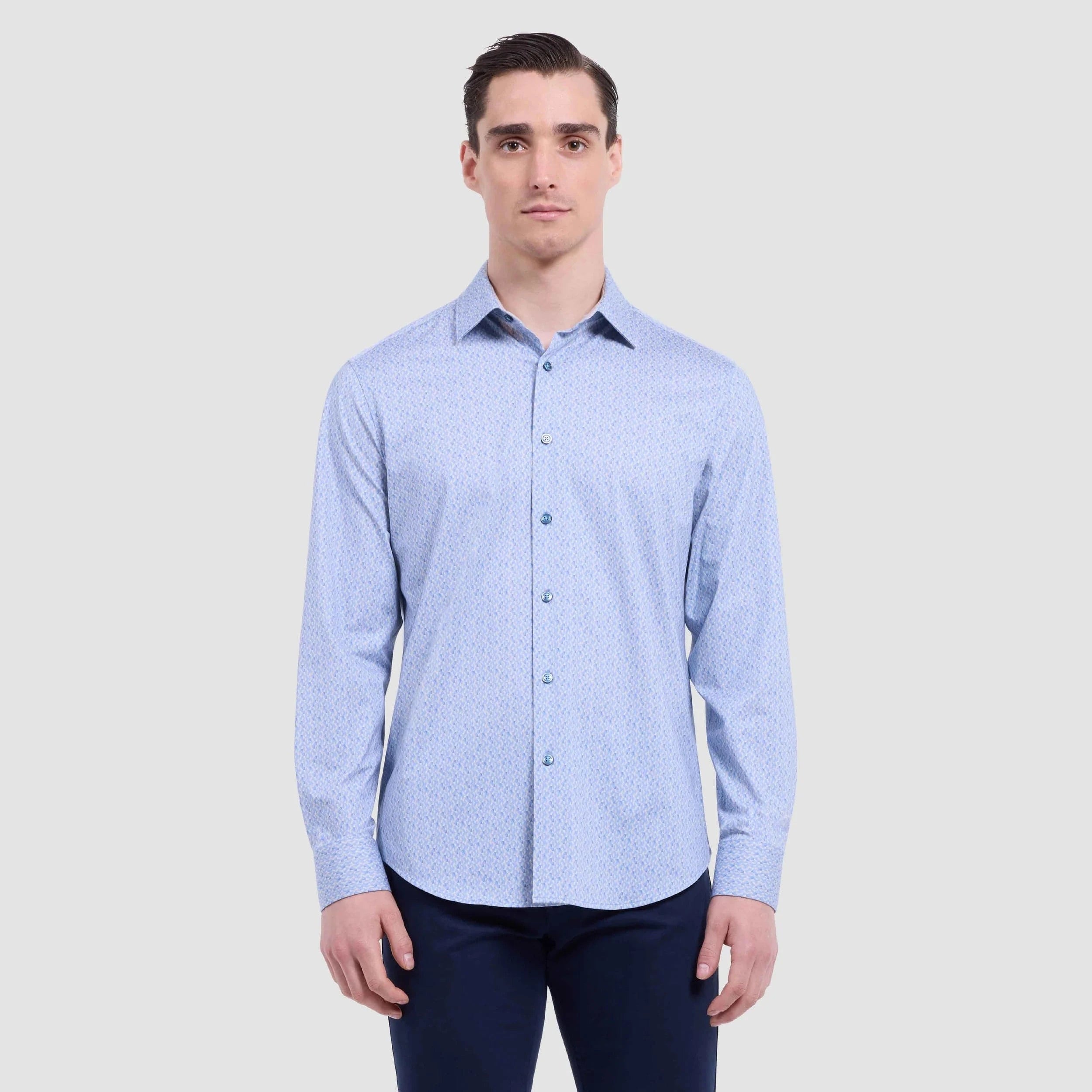 Bugatchi Dress Shirts Air Blue / M Jimmy Double-Sided Geometric & Solid OoohCotton® Shirt