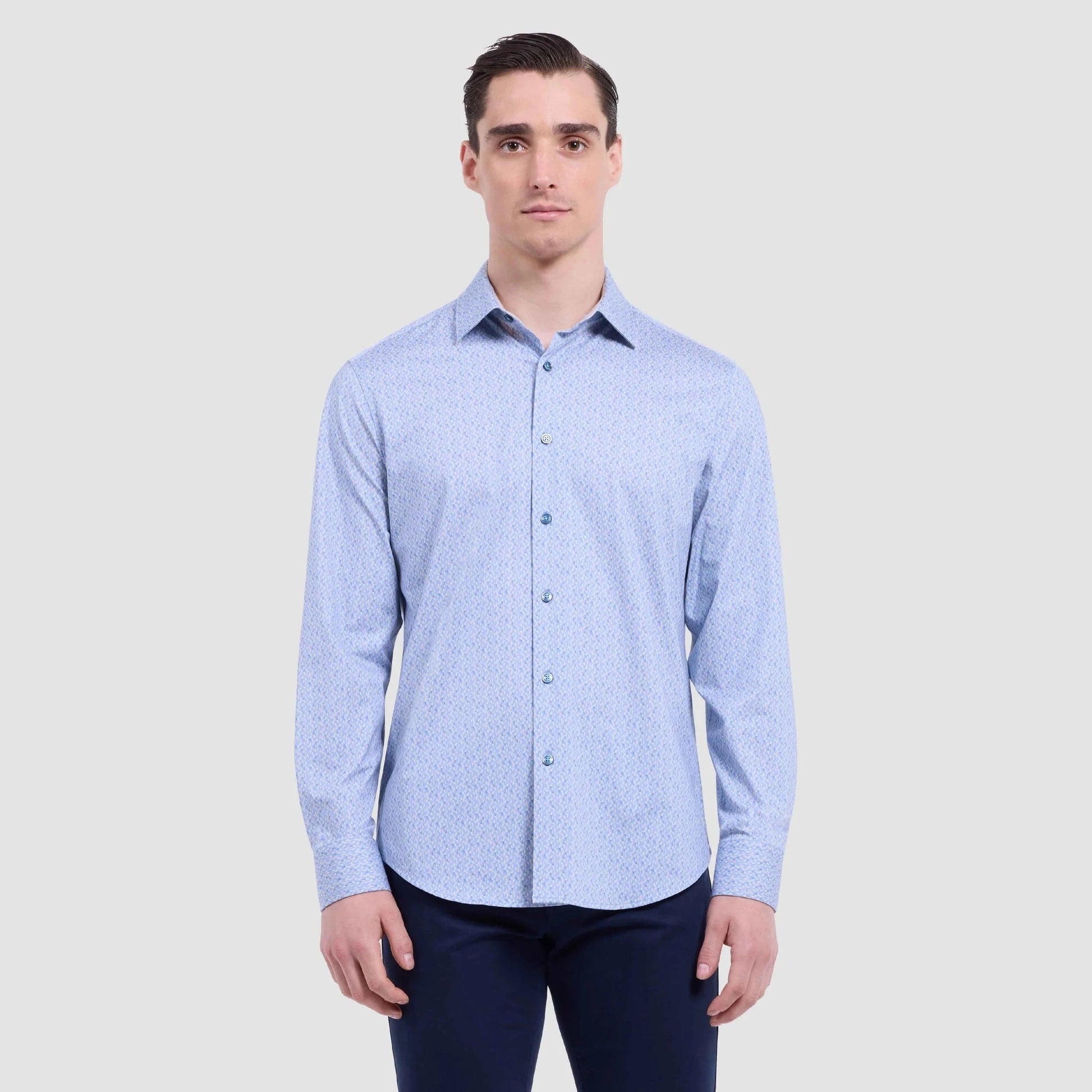 Bugatchi Dress Shirts Air Blue / M Jimmy Double-Sided Geometric & Solid OoohCotton® Shirt