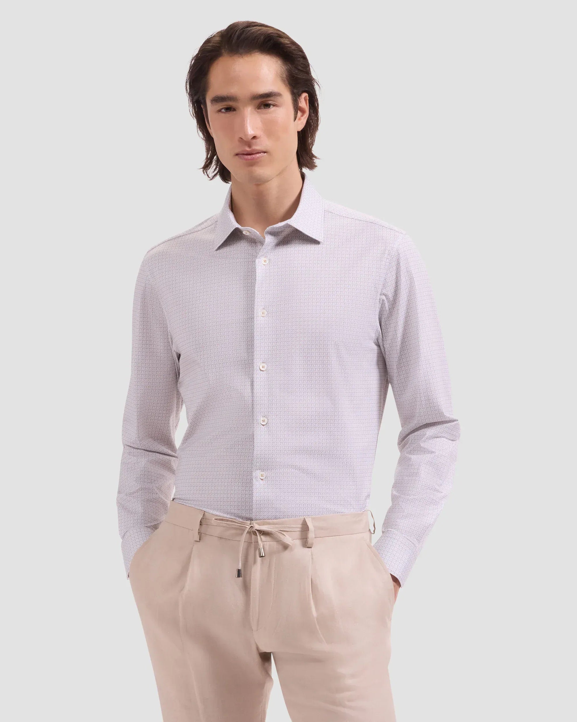 Bugatchi Dress Shirts James OoohCotton® Geometric Shirt in Cinnamon