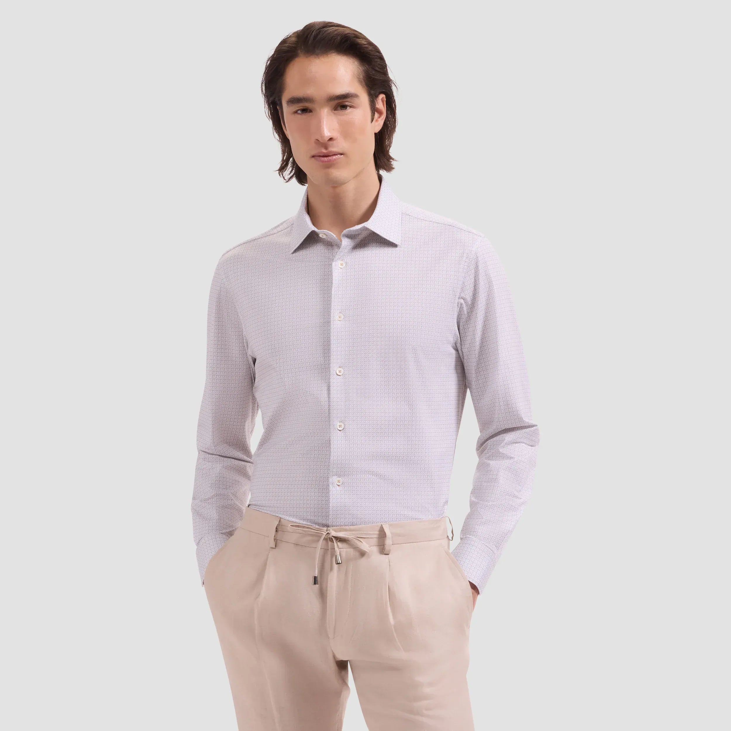 Bugatchi Dress Shirts James OoohCotton® Geometric Shirt in Cinnamon