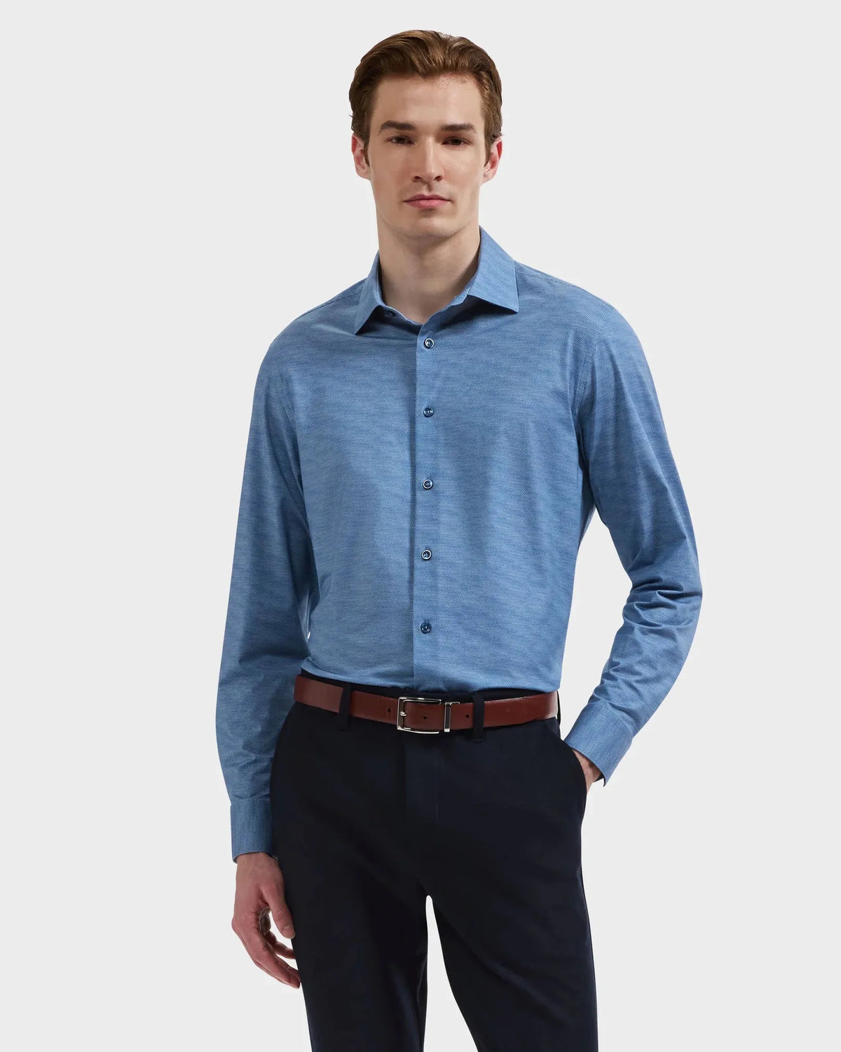 Bugatchi Dress Shirts James OoohCotton® Herringbone Shirt