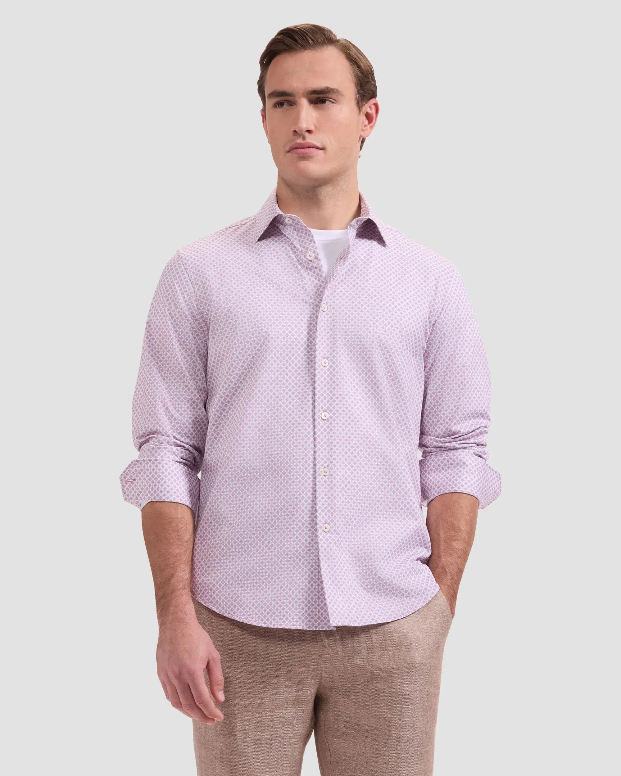 Bugatchi Dress Shirts James OoohCotton® Micro Floral Shirt