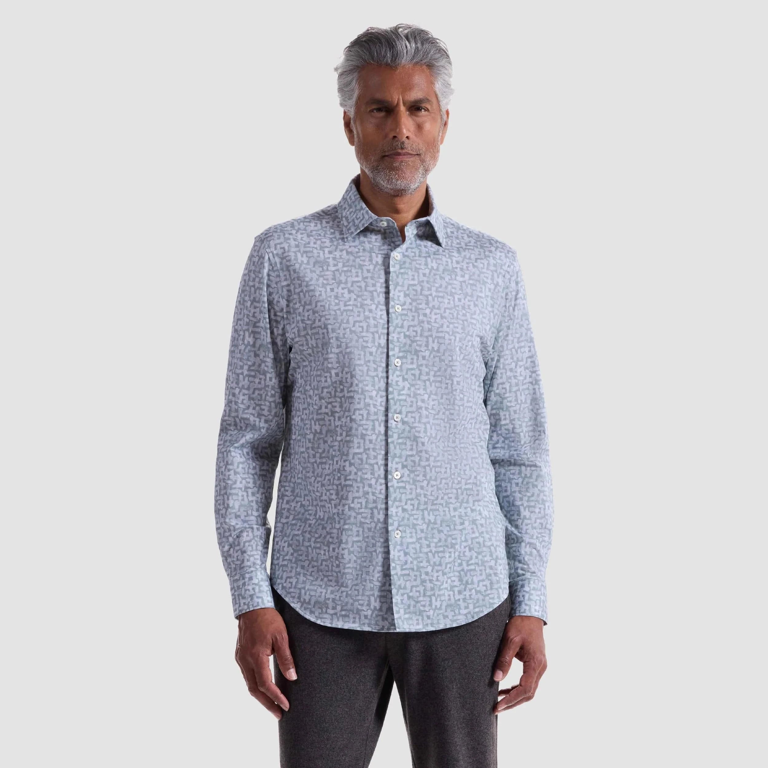 Bugatchi Dress Shirts Khaki / S James Abstract OoohCotton® Shirt