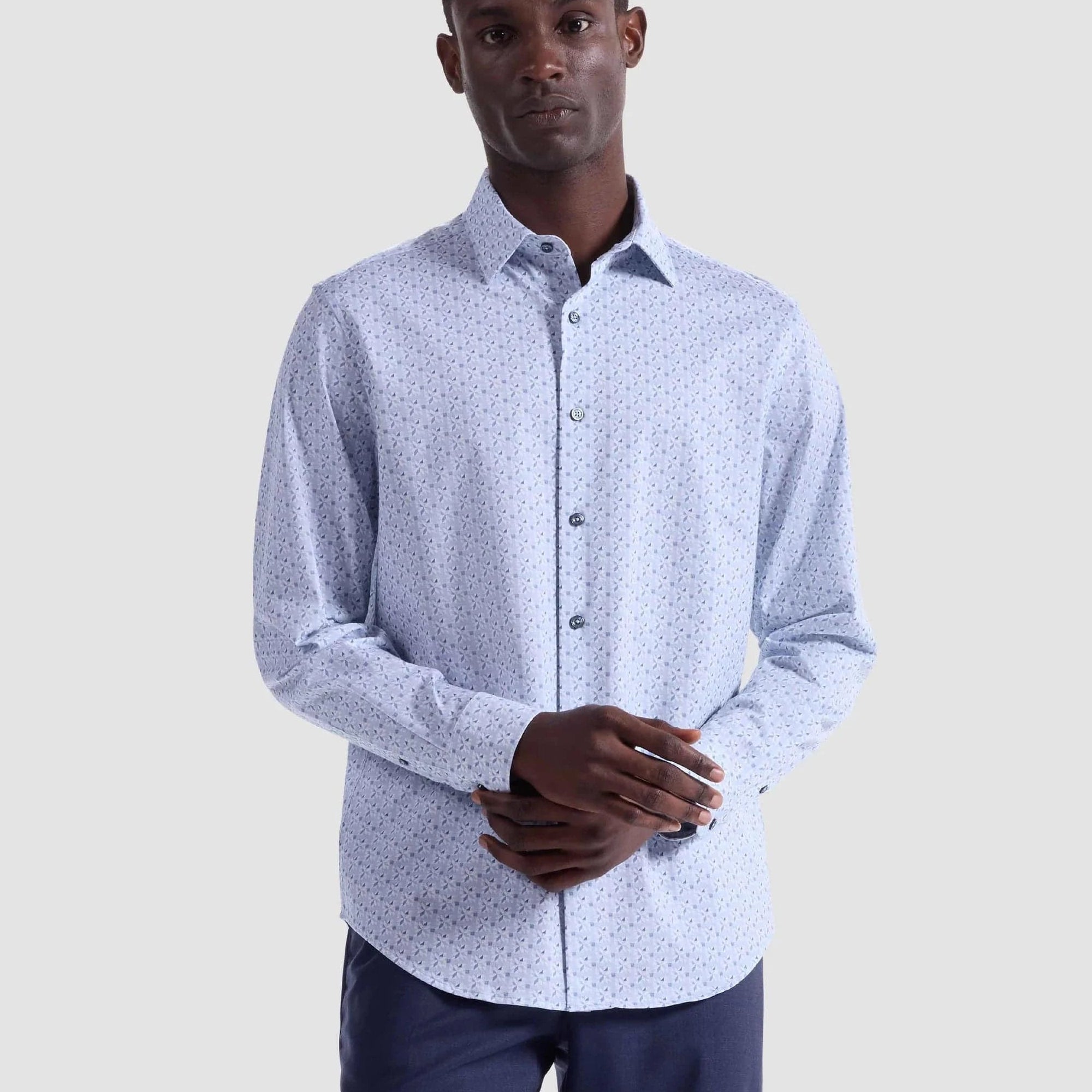 Bugatchi Dress Shirts Sky / S James Mosaic OoohCotton® Shirt