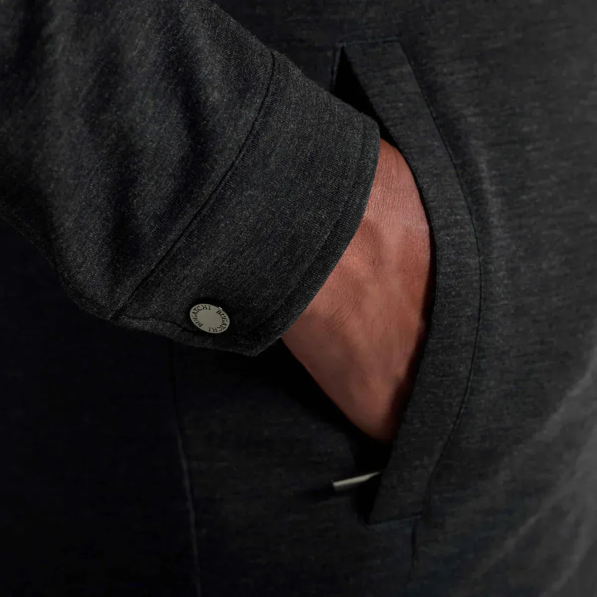 Bugatchi Flannels & Overshirts Soft Touch Performance Melange Knit Shirt in Black