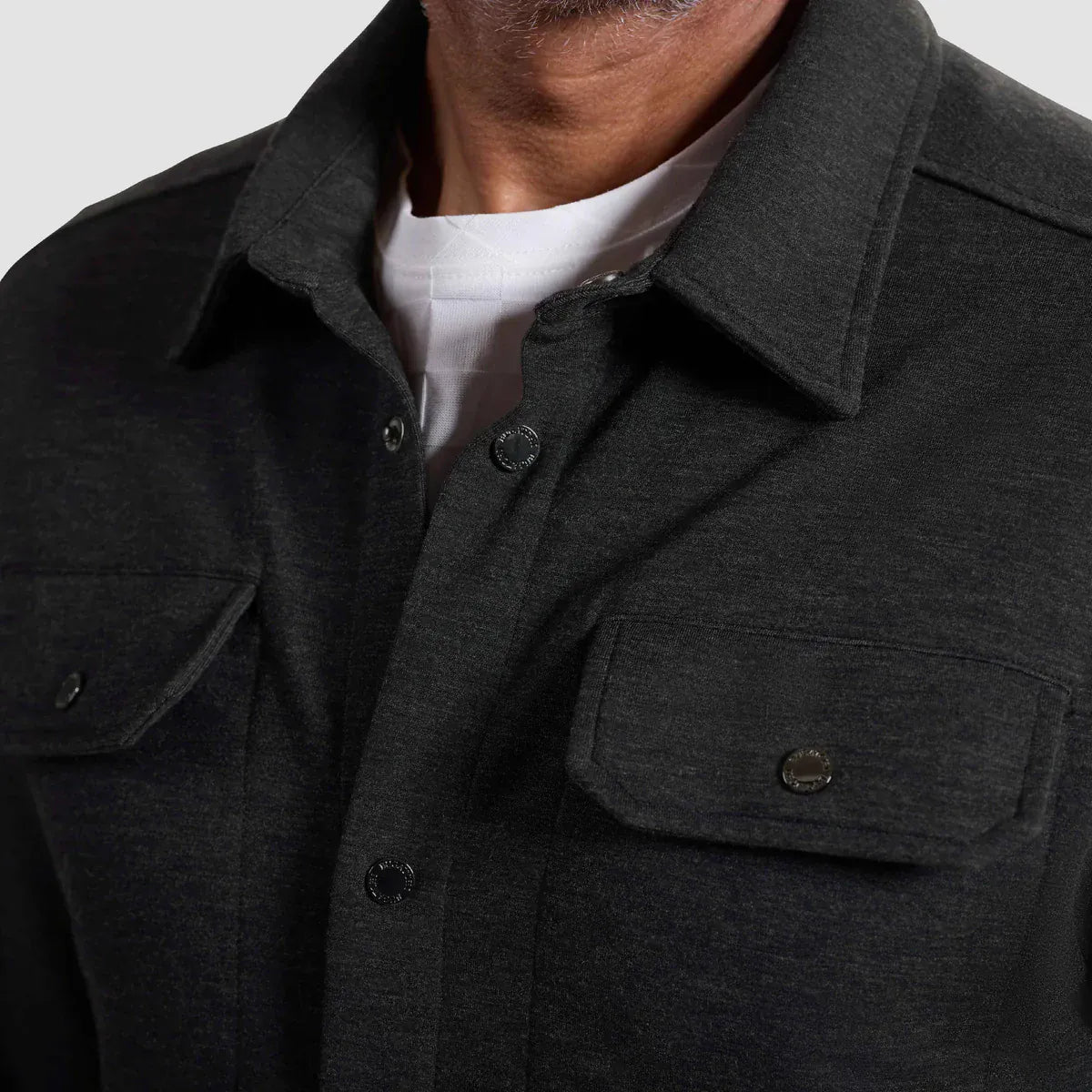 Bugatchi Flannels & Overshirts Soft Touch Performance Melange Knit Shirt in Black