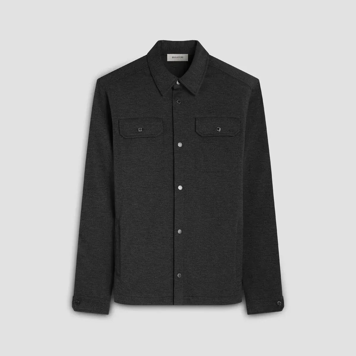 Bugatchi Flannels & Overshirts Soft Touch Performance Melange Knit Shirt in Black