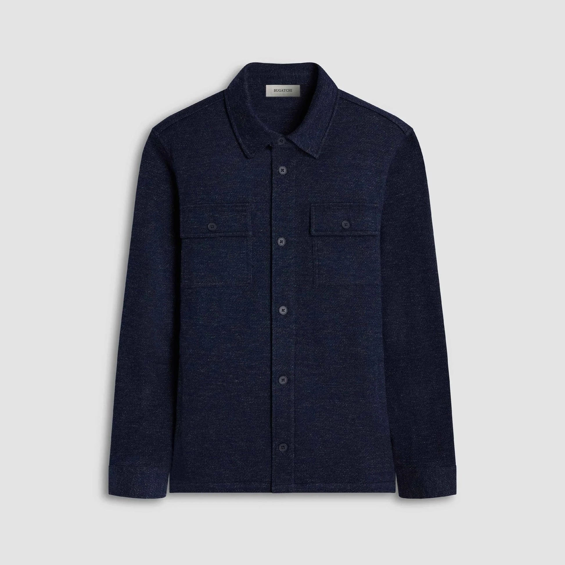 Bugatchi Flannels & Overshirts Twill-Effect Knit Overshirt