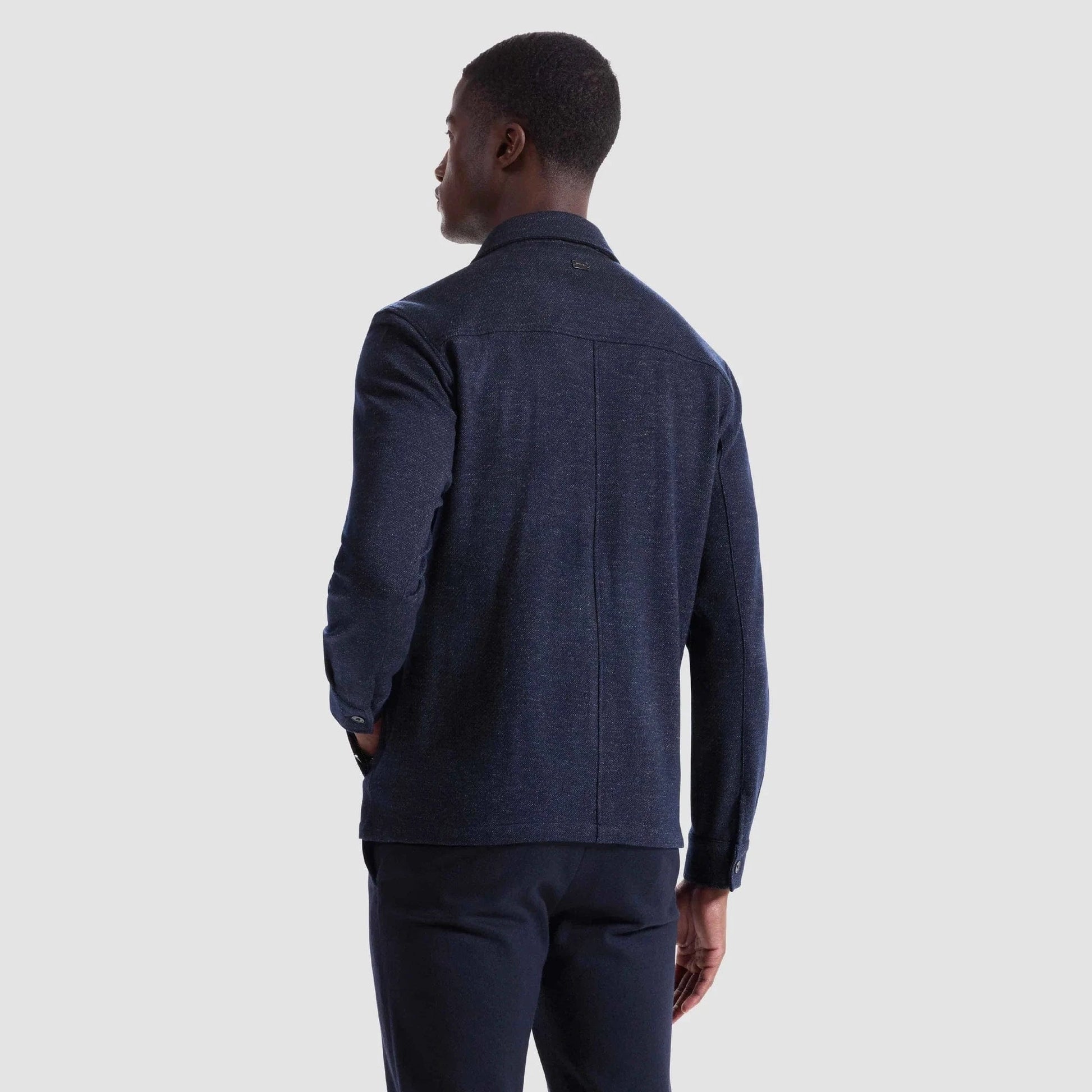 Bugatchi Flannels & Overshirts Twill-Effect Knit Overshirt