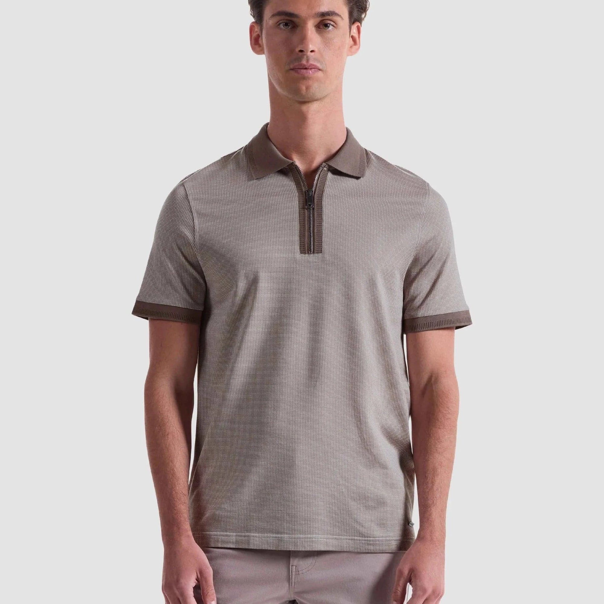 Bugatchi Polos 217 / S Pin Check Quarter Zip Polo