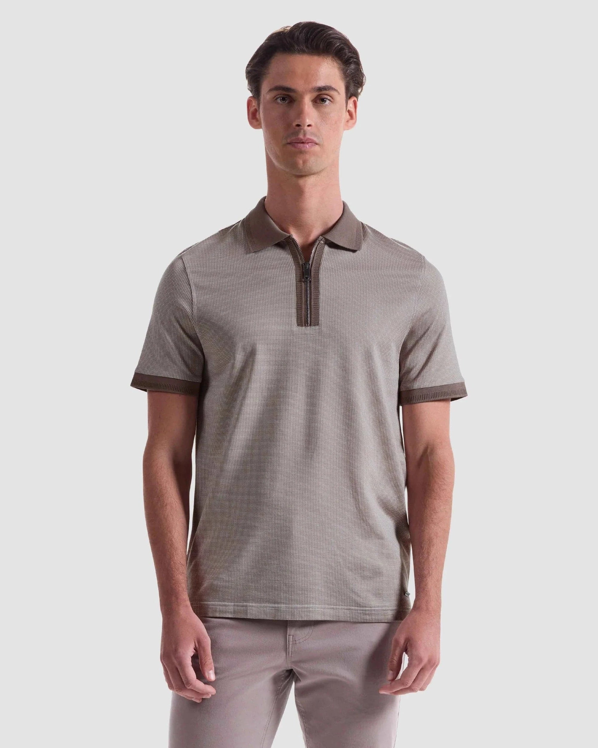Bugatchi Polos 217 / S Pin Check Quarter Zip Polo