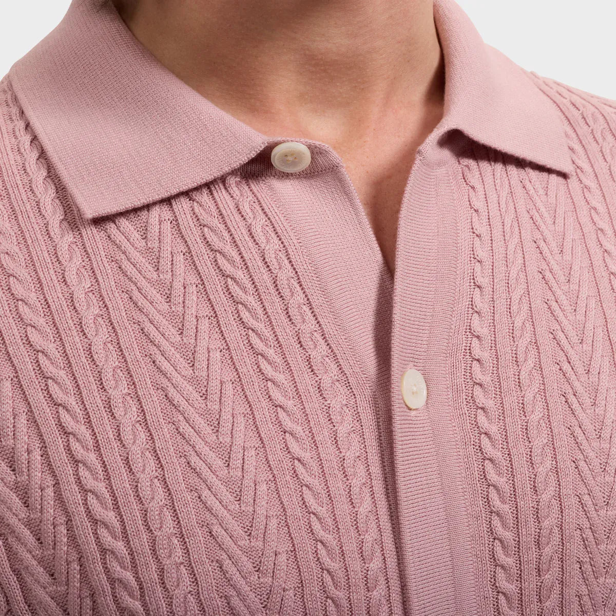 Bugatchi Polos Cable Knit Full Button Short-Sleeve Polo Sweater