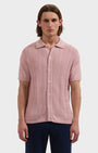 Bugatchi Polos Cable Knit Full Button Short-Sleeve Polo Sweater