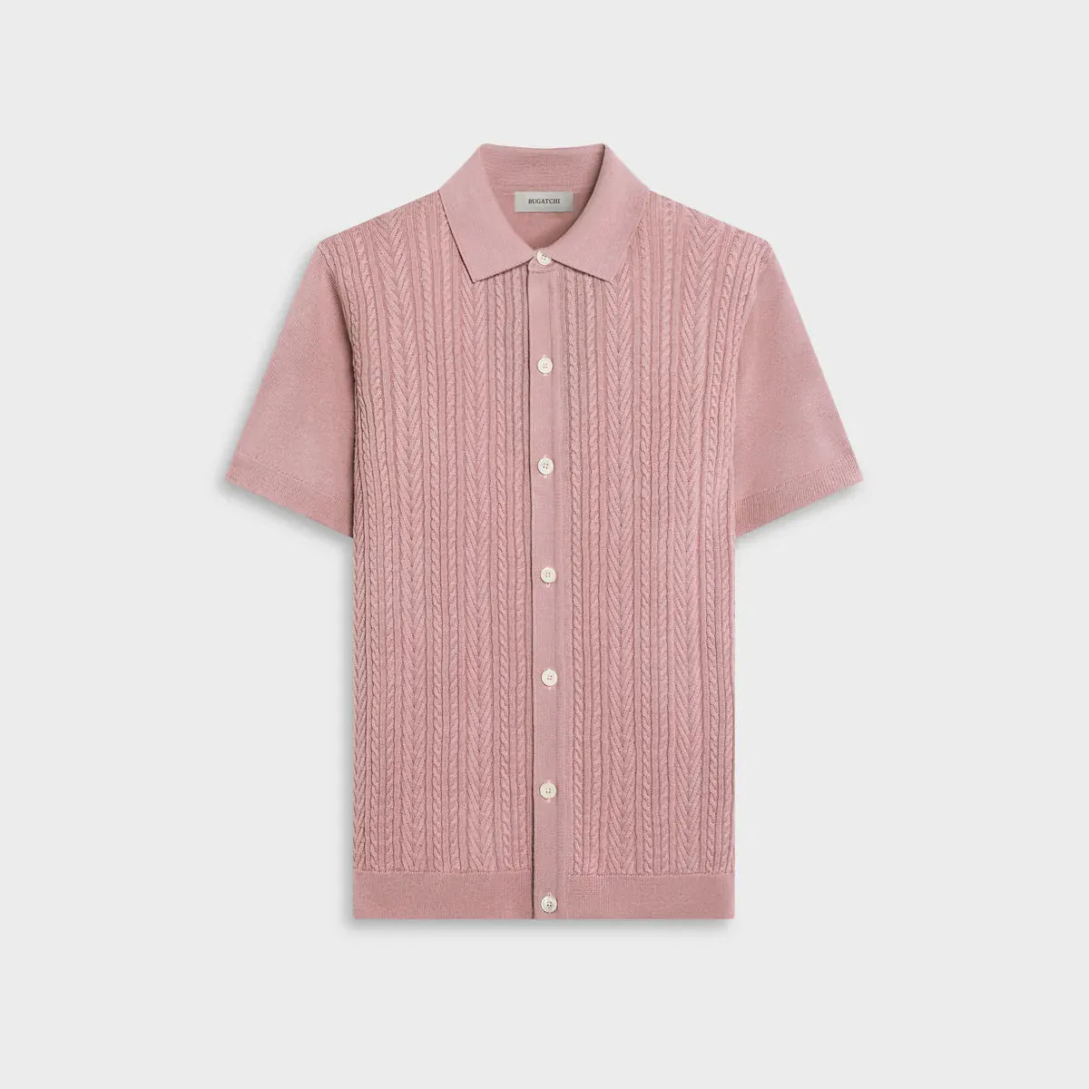 Bugatchi Polos Cable Knit Full Button Short-Sleeve Polo Sweater