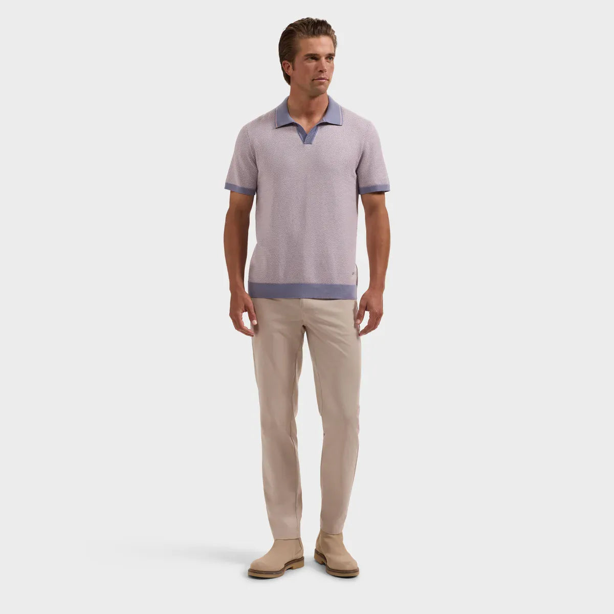Bugatchi Polos Geometric Johnny Collar Short-Sleeve Sweater