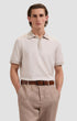 Bugatchi Polos Herringbone Three-Button Polo in Limestone