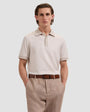Bugatchi Polos Herringbone Three-Button Polo in Limestone