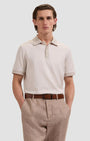 Bugatchi Polos Herringbone Three-Button Polo in Limestone