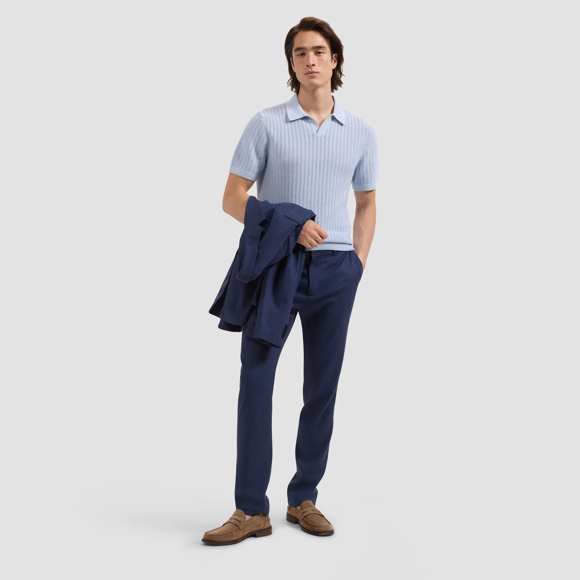 Bugatchi Polos Johnny Collar Short-Sleeve Sweater in Ice