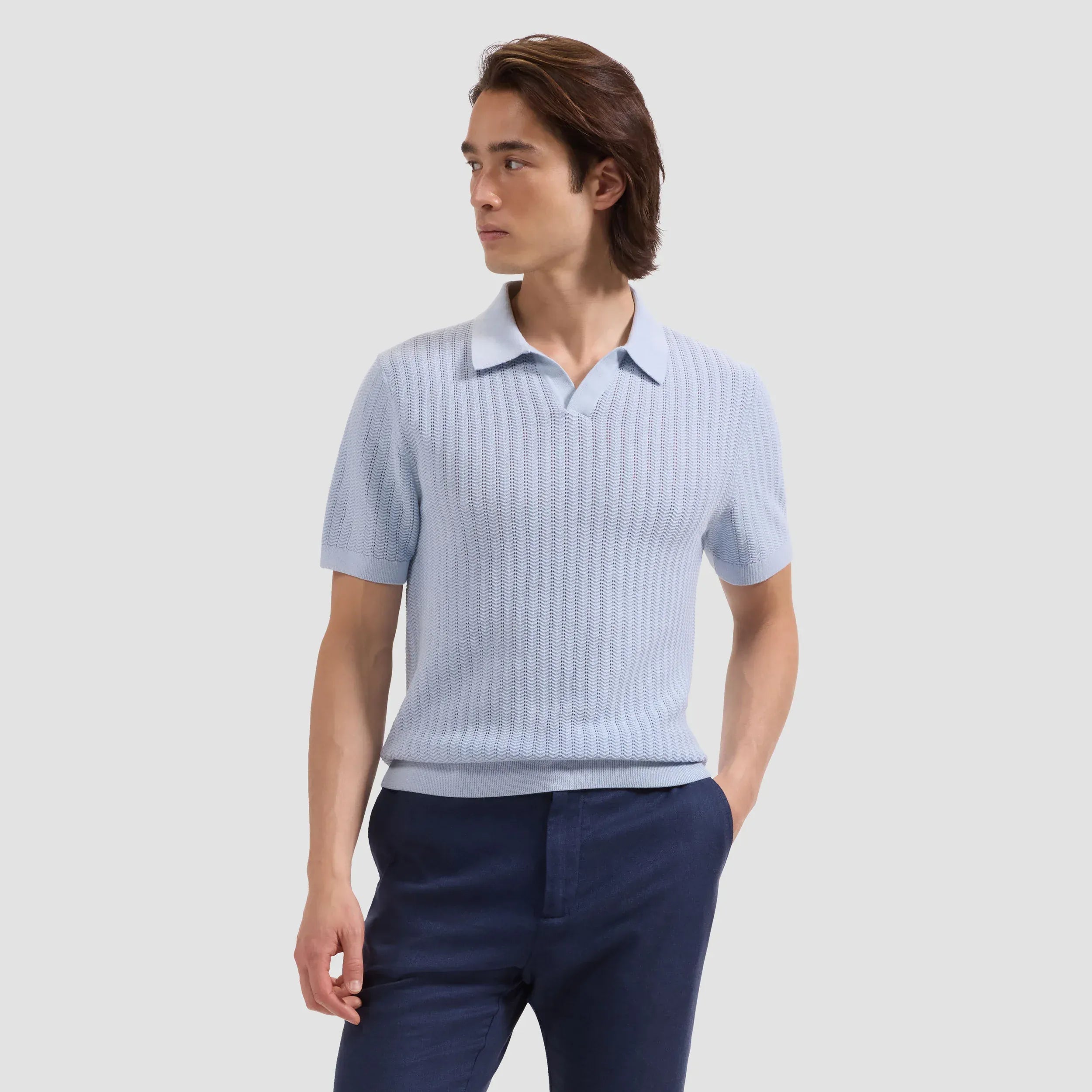 Bugatchi Polos Johnny Collar Short-Sleeve Sweater in Ice