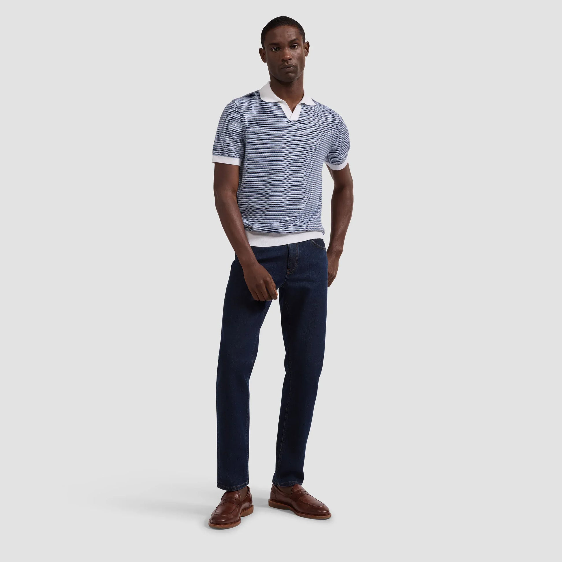 Bugatchi Polos Johnny Collar Short Sleeve Sweater in Navy