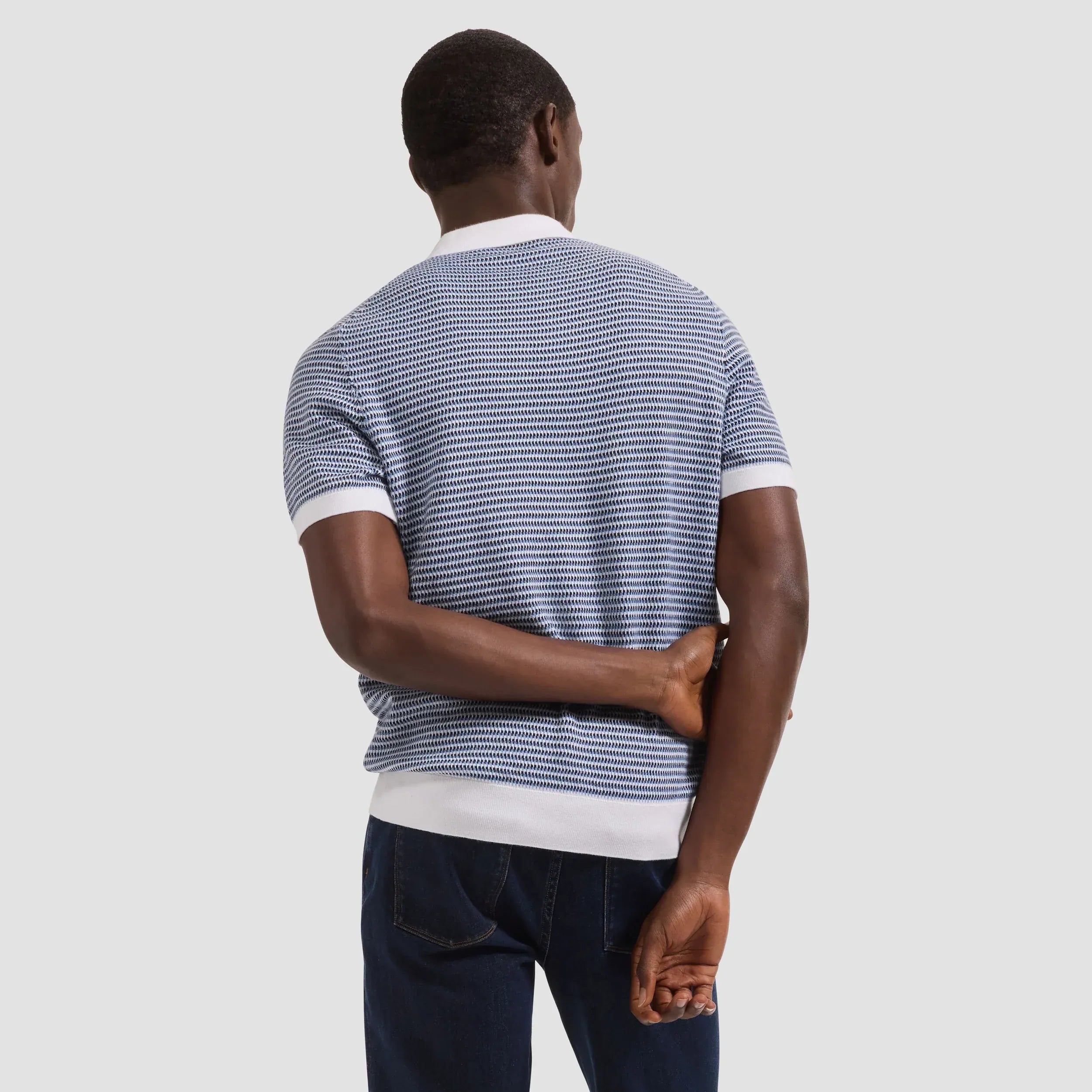 Bugatchi Polos Johnny Collar Short Sleeve Sweater in Navy
