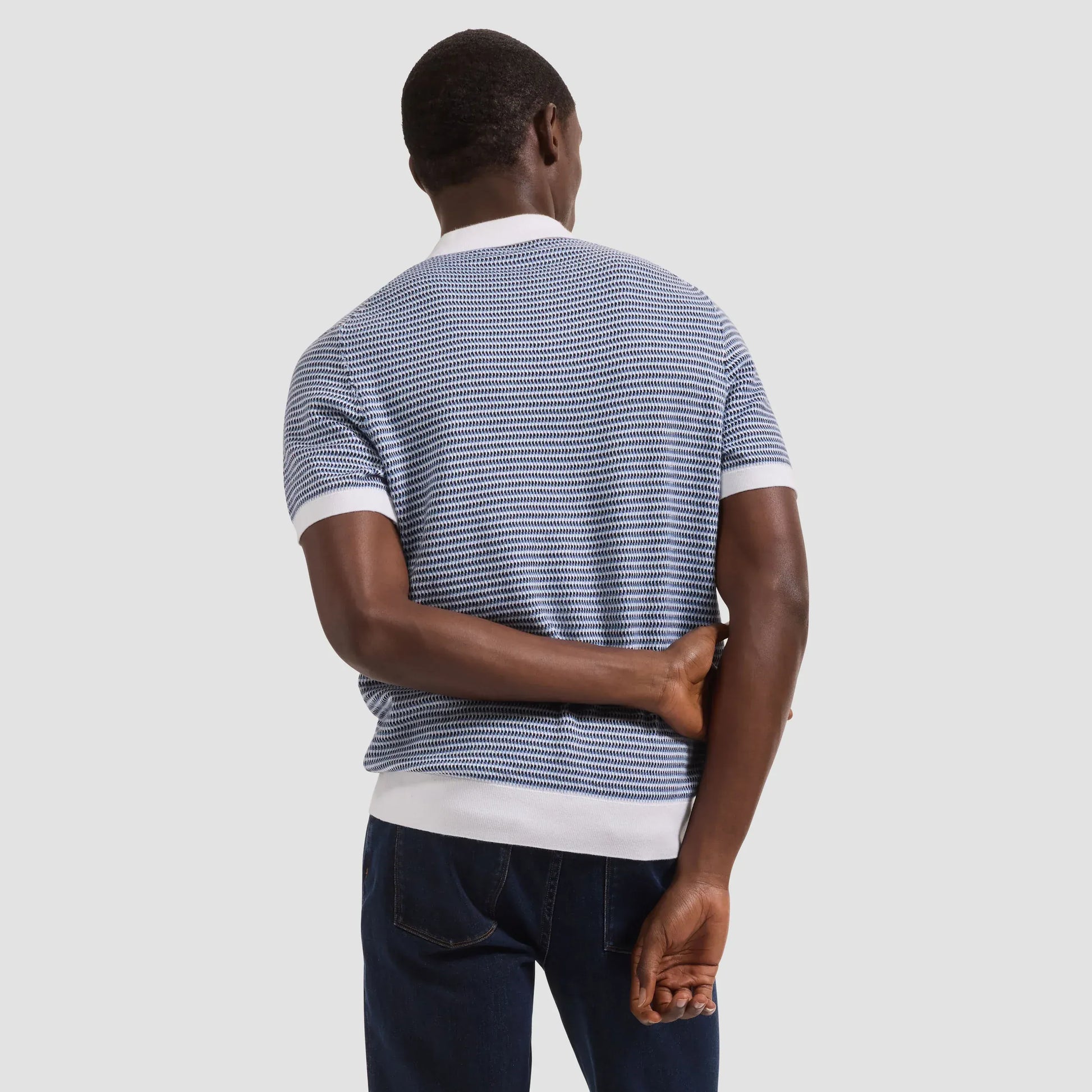 Bugatchi Polos Johnny Collar Short Sleeve Sweater in Navy