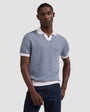 Bugatchi Polos Johnny Collar Short Sleeve Sweater in Navy